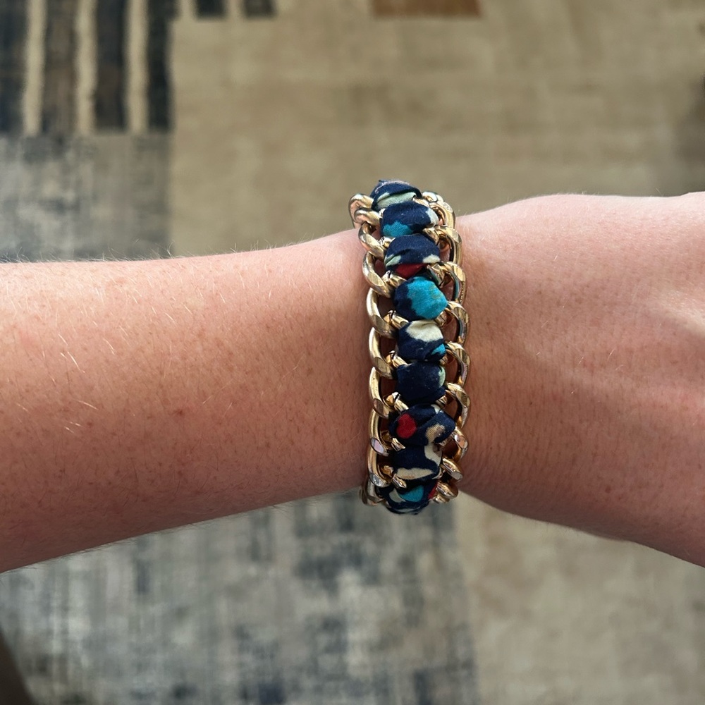 Gold and Blue Woven Bracelet